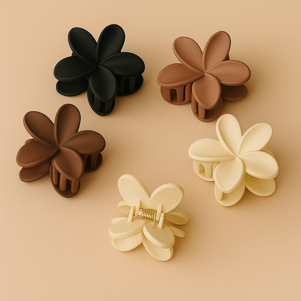 Matte Blossom Hair Catchers – Elegant Flower Design / Set of 2