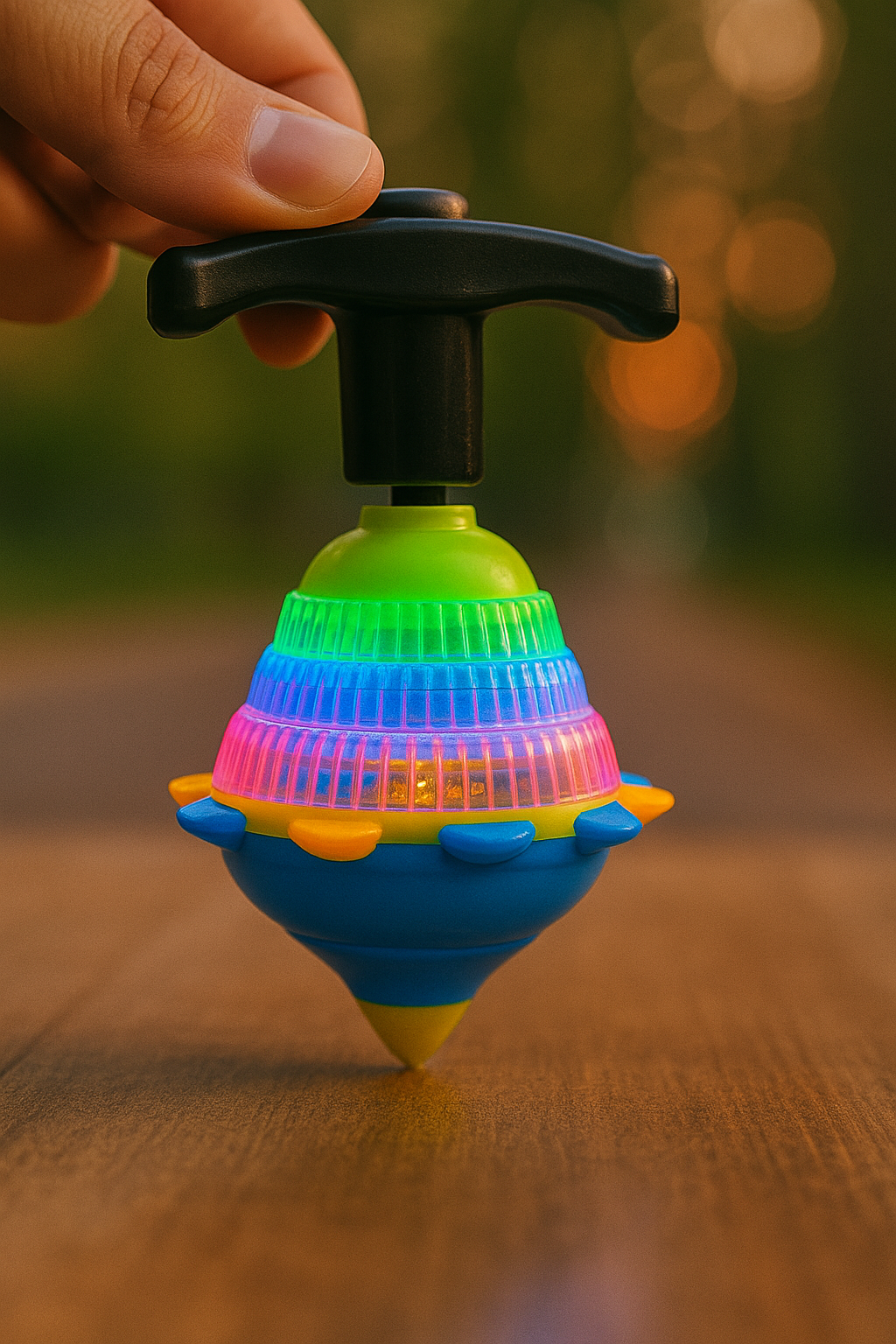 Pull String LED Spinning Top Toy – Colorful Light-Up Action