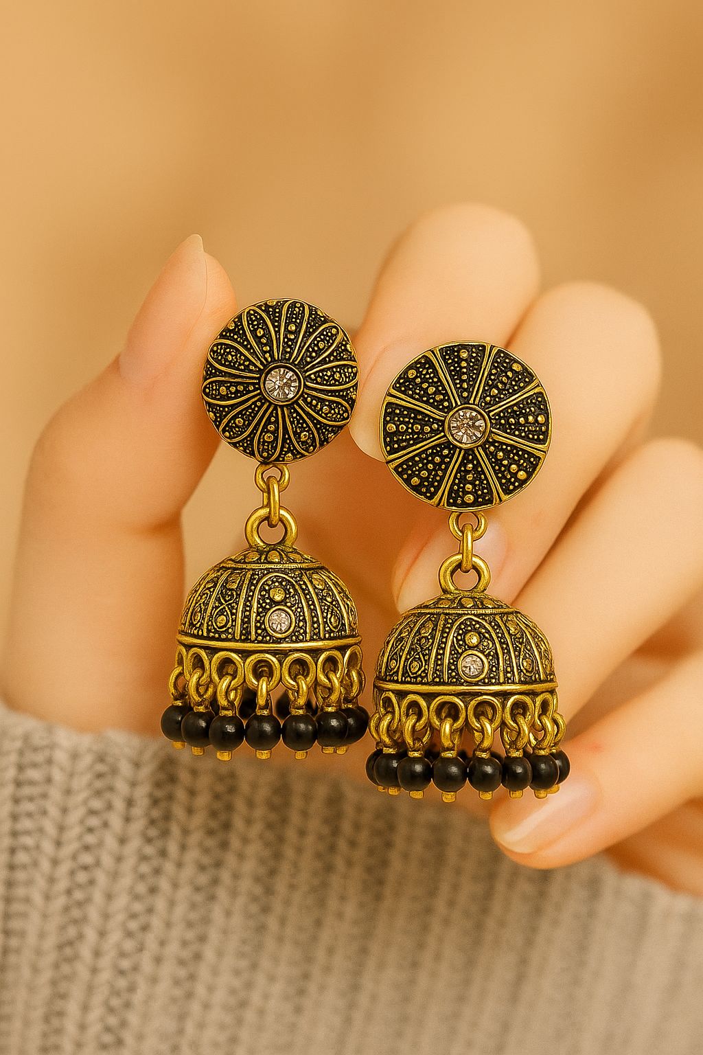 Regal Pearl Jhumka Earrings