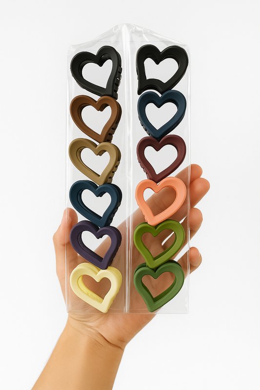 Color Pop Heart Hair Claw Set of 2