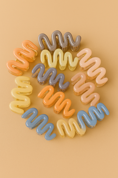 Glossy Wave Hair Claws – Pastel Collection / Per Piece