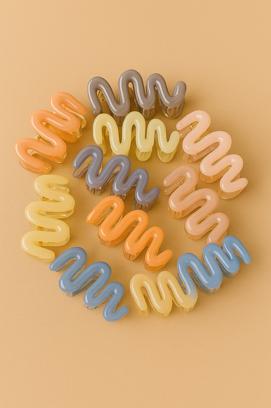 Glossy Wave Hair Claws – Pastel Collection / Per Piece