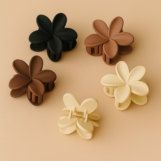 Matte Blossom Hair Catchers – Elegant Flower Design / Set of 2