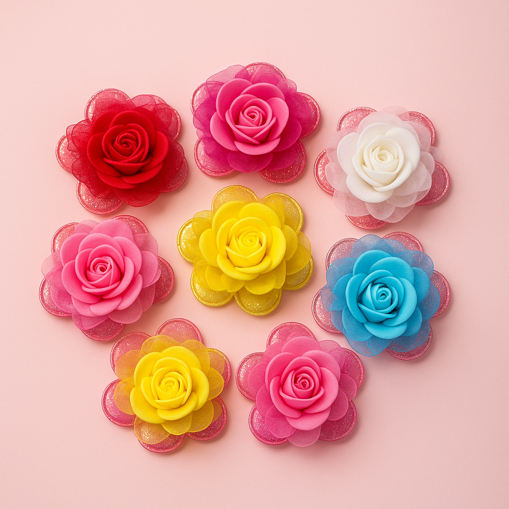 Floral Fantasy Hair Clips – Vibrant Rose Collection Pack of 2