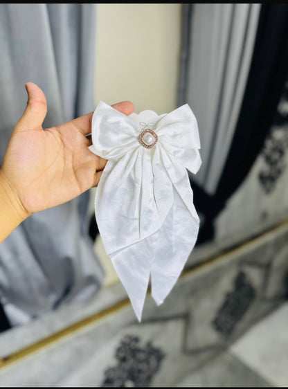 Elegant Satin Bow Hair Clips – Pearl Accent / Per Piece