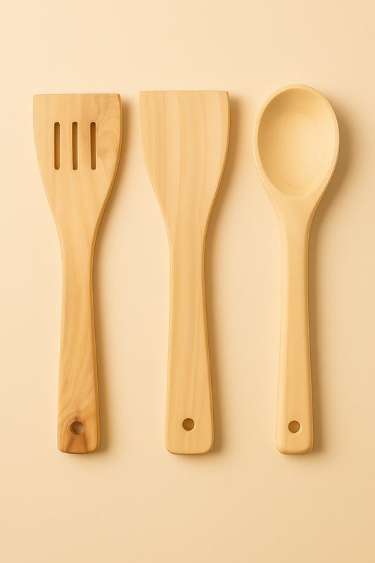3-Piece Wooden Cooking Spoon Set – Non-Stick Safe Utensils for Everyday Kitchen Use