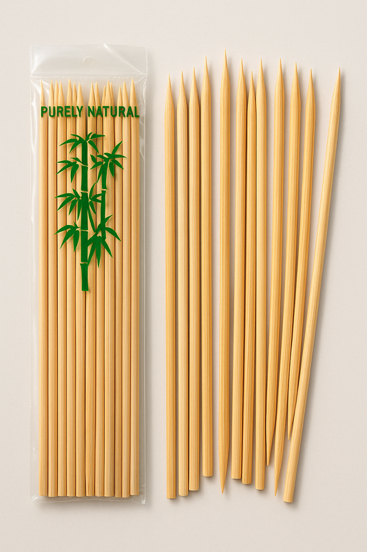 Natural Bamboo BBQ Skewers – Eco-Friendly & Strong Sticks (Pack of 50)