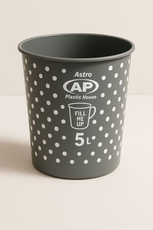 5L Polka Dot Plastic Dustbin – Stylish & Durable Waste Bin