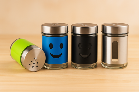Colorful Smile Face Spice Jars – Glass Seasoning Containers / Per Piece