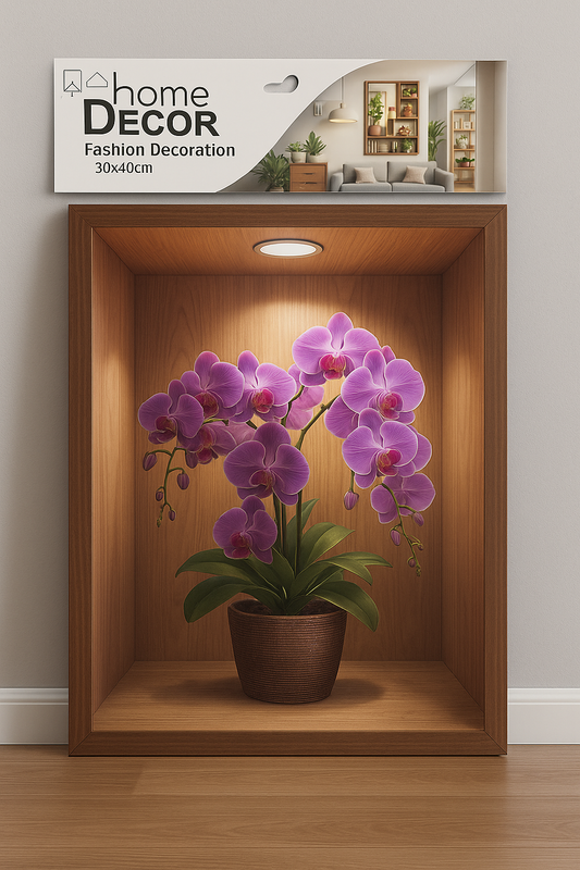 Home Decor 3D Wall Poster – Purple Orchid Design (30x40cm)