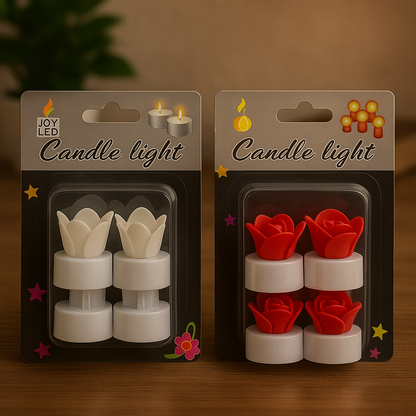 Rose LED Tealight Candles – Set of 3 for Romantic Home Decor