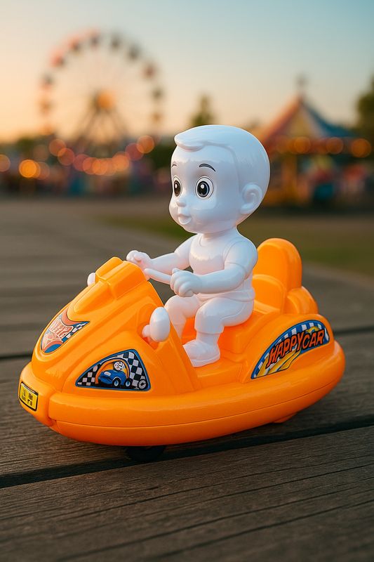 Pull String Bumper Car Toy with Baby Rider – Fun Moving Action
