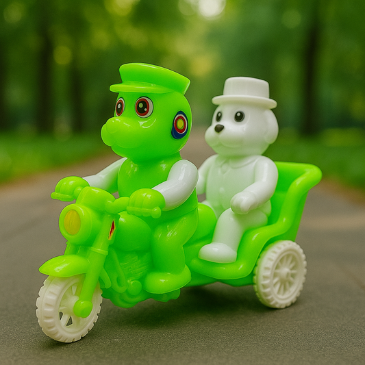 Pull String Motorcycle Toy with Dog & Bear Riders – Fun Moving Action