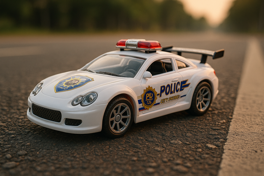 City Patrol Police Car Toy – Stylish White Racer with Light Details
