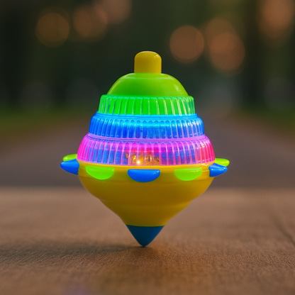 Pull String LED Spinning Top Toy – Colorful Light-Up Action