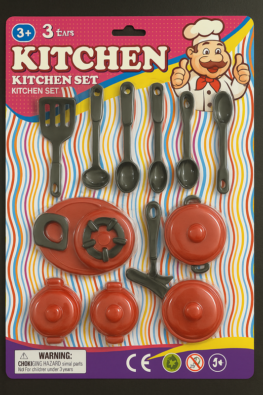 Kids Kitchen Play Set – 13-Piece Cooking Toy Utensils & Pots