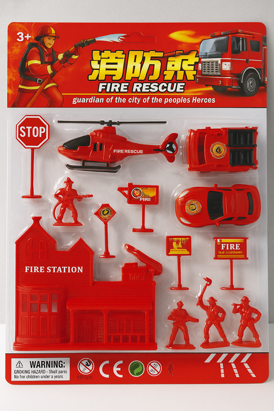 Fire Rescue Play Set for Kids – 15-Piece Emergency Vehicle & Figures Kit