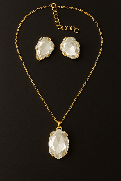 Luxury Gold Chain Necklace & Earring Set with Crystal Stones