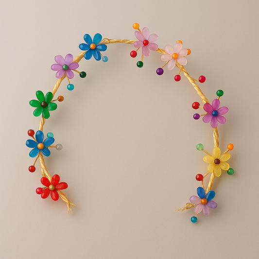 Elegant orange Floral Hairband – Handmade Beaded Headpiece for Girls & Women / Per Piece