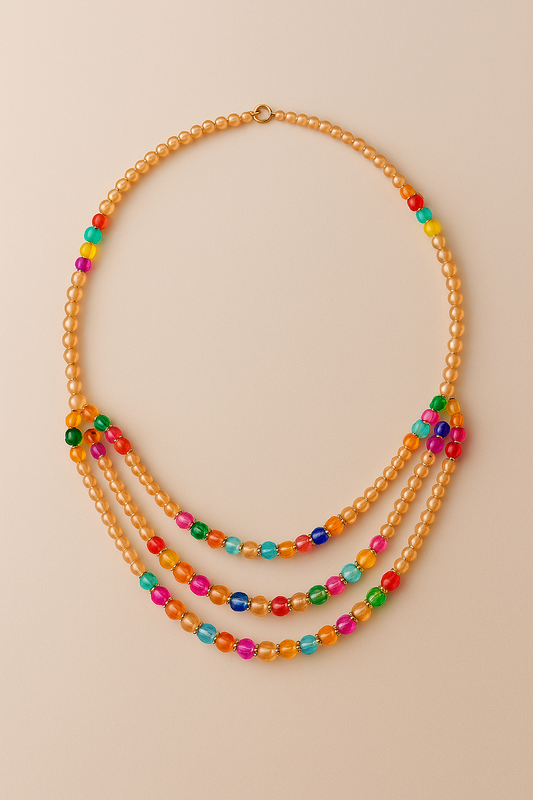 Multicolor Beaded Layered Necklace – Traditional Ethnic Style
