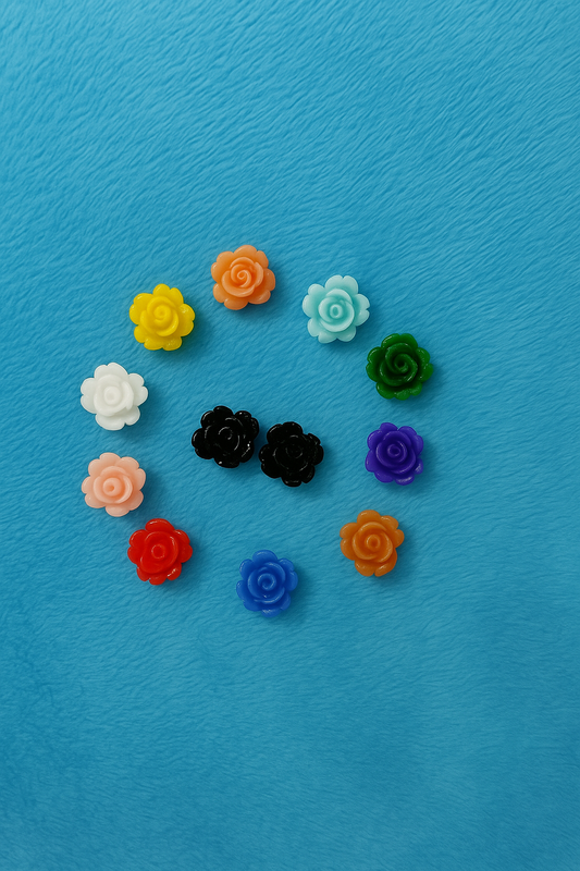 Multicolor Rose Stud Earrings Set – 12 Flower Tops for Girls & Women