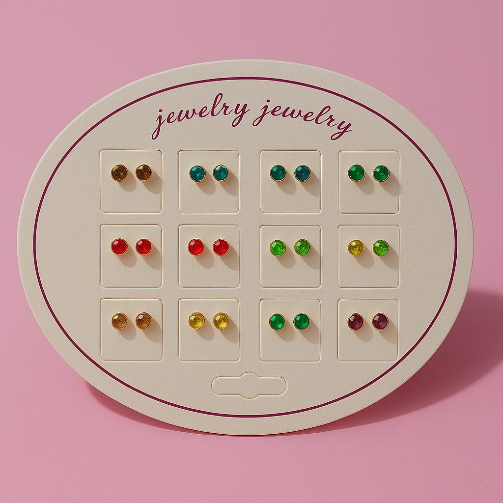 12 Pair Multicolor Crystal Stud Earrings Set for Girls & Women