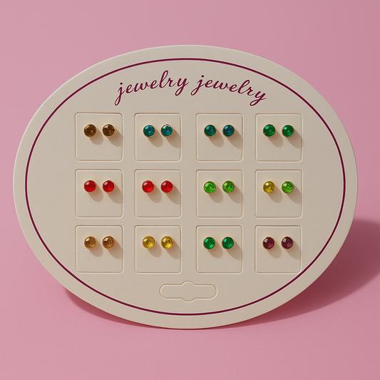 12 Pair Multicolor Crystal Stud Earrings Set for Girls & Women