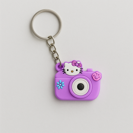 Purple Hello Kitty Camera Keychain – Cute & Trendy