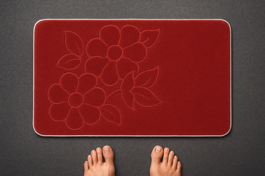 Elegant Floral Red Doormat – Soft & Durable
