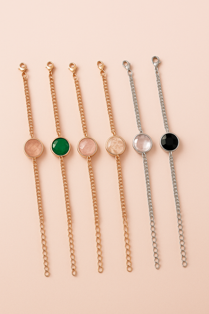 Dainty Gemstone Bezel Bracelet / Per Piece