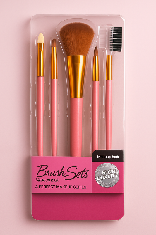 Essential 5-Piece Makeup Brush Set - Pink & Gold