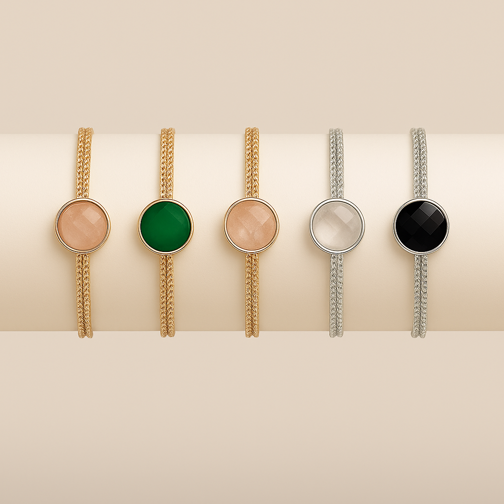 Dainty Gemstone Bezel Bracelet / Per Piece