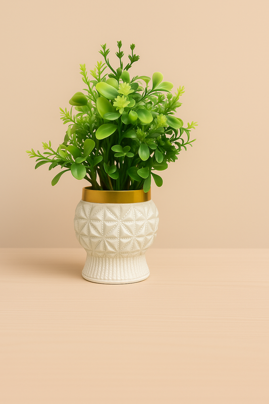 Everlasting Greenery - Faux Plant in Gold-Trimmed Pot