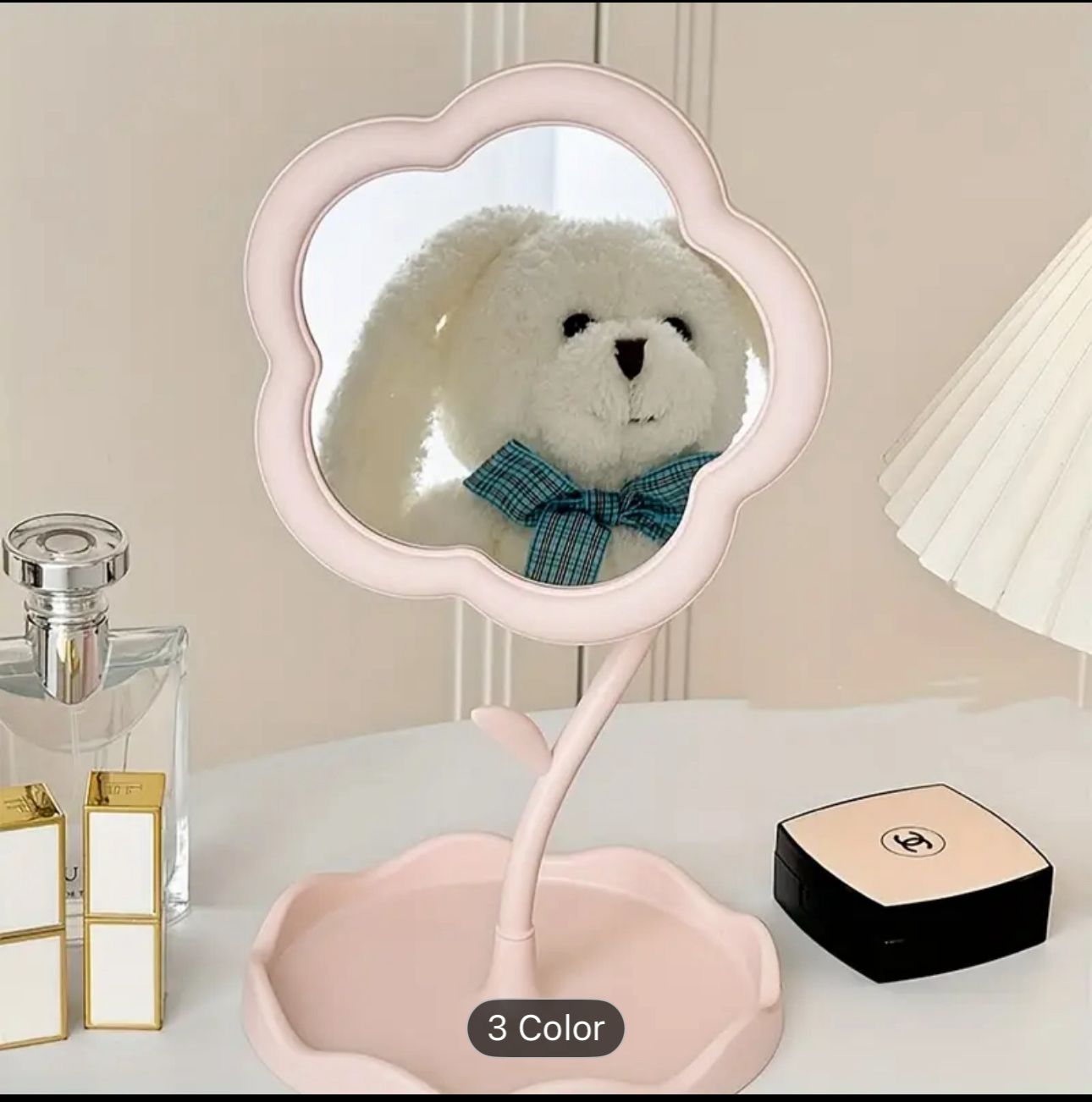 Cute Flower Makeup Mirror with Tray | Aesthetic Vanity Decor