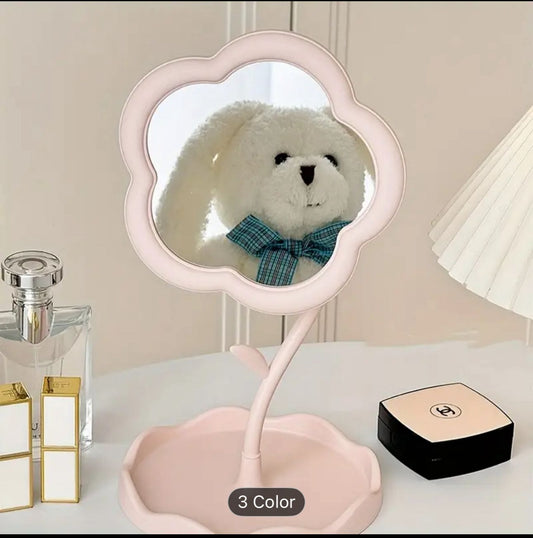 Cute Flower Makeup Mirror with Tray | Aesthetic Vanity Decor